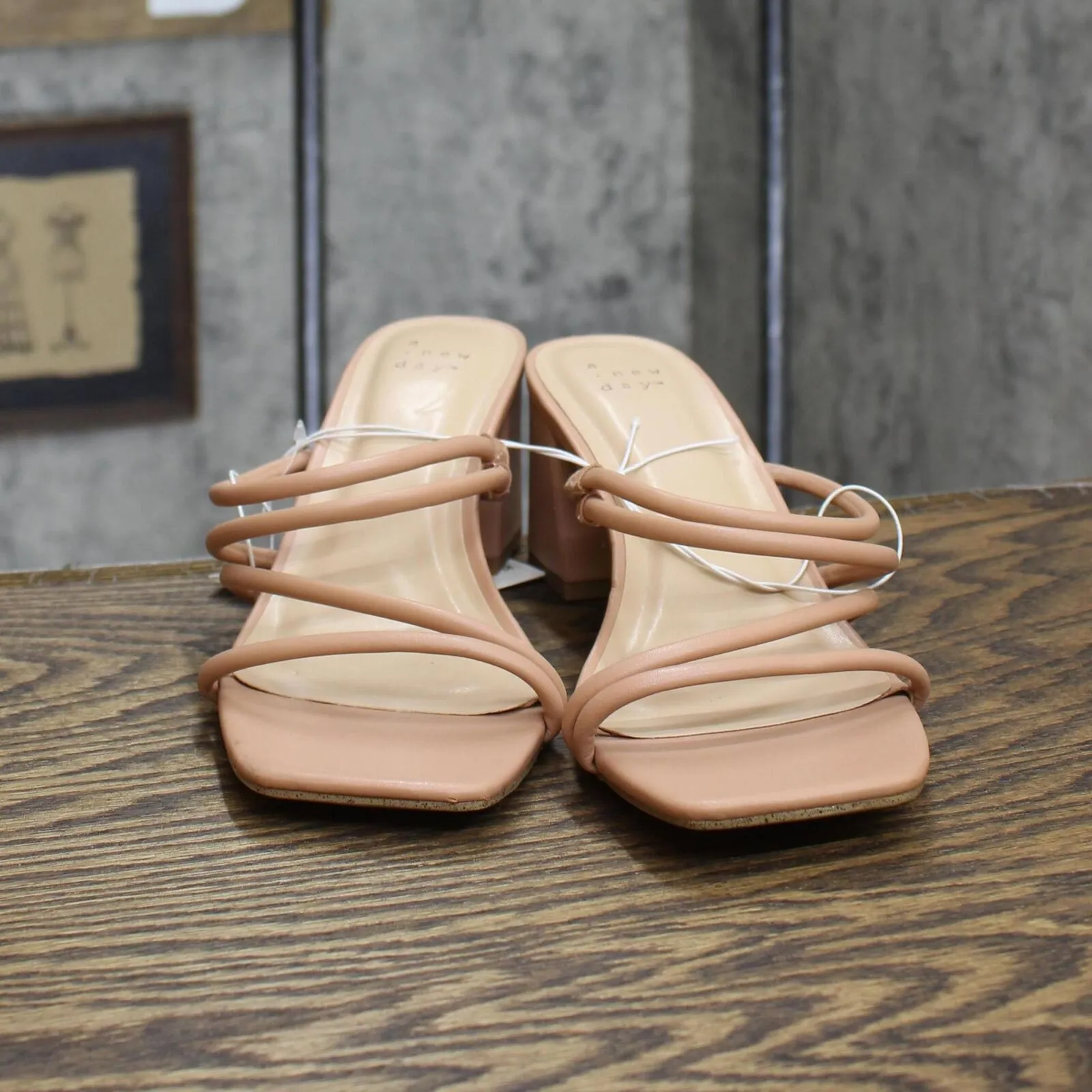 A New Day Women's Blakely Mule Heels with Memory Foam Insole Light Brown 8.5M