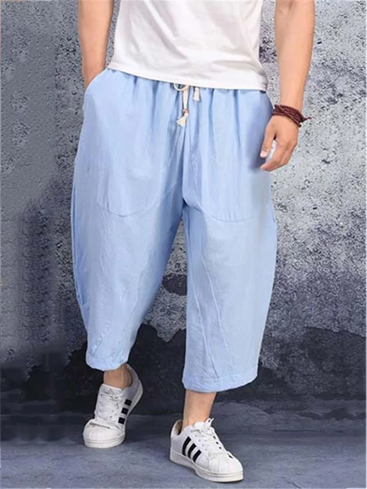 Casual Oversized Loose Plain Cropped Harem Pants