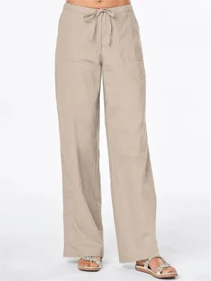 Casual Straight-Leg Cotton Linen Pants
