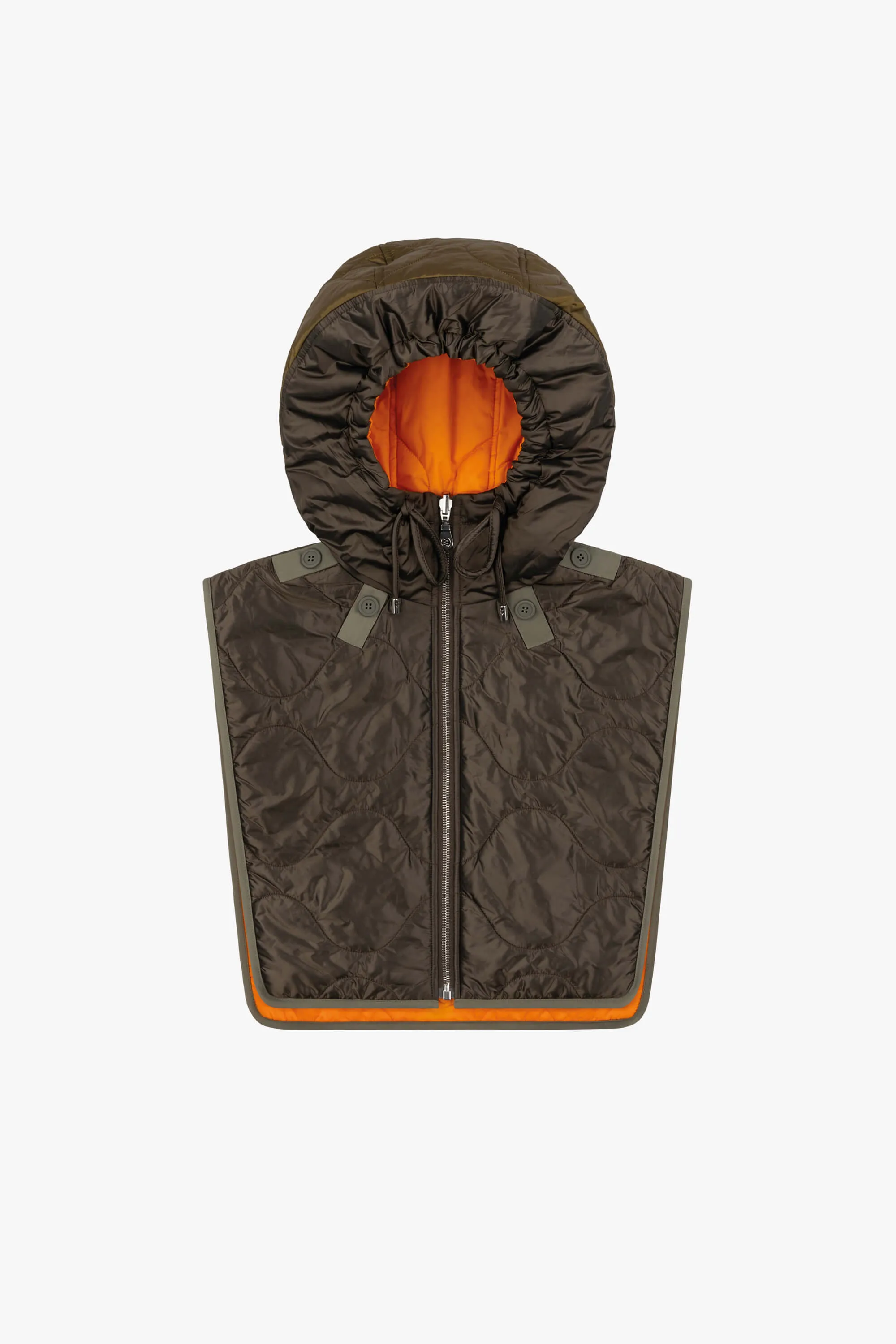 Elements Quilt Zip Hood - Peat / Clementine