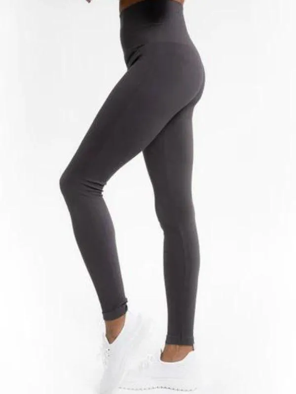 Ella Charcoal Ribbed High Waist Leggings