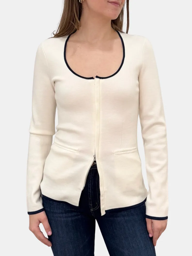 Ella Scoop Neck Zip Up