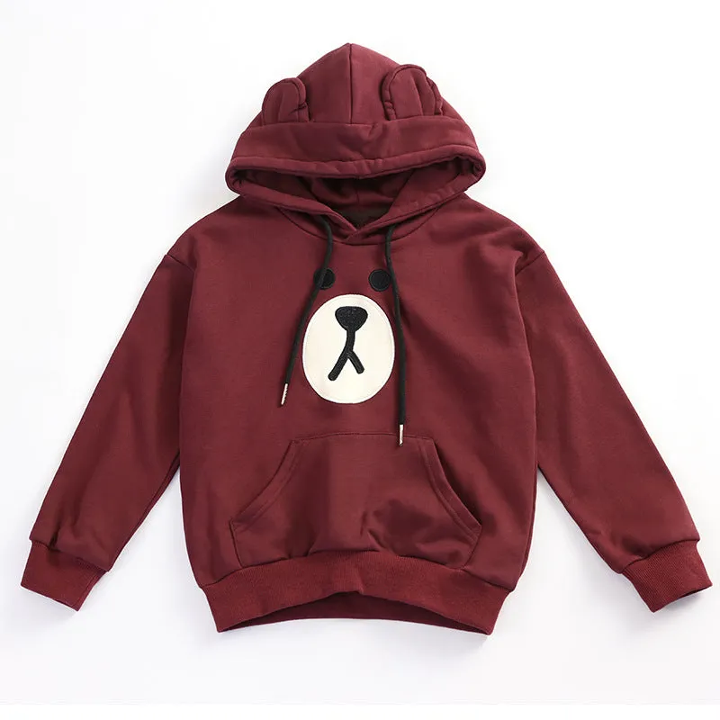 Family Matching Thick Hooded Sweater Bear Face