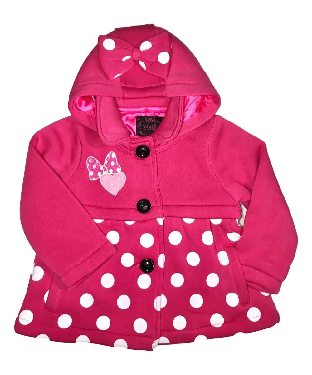 Fancy Heart Bow Polka Dot Coat
