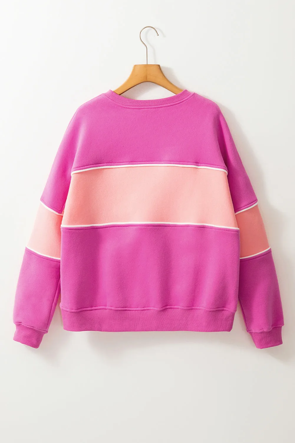 KaleaBoutique Colorblock Patchwork Drop Shoulder Ribbed Trim Sweatshirt