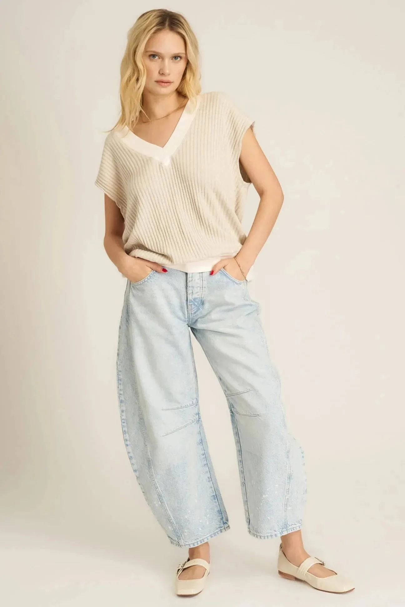 Lost in Love Oversized Sweater Vest by Project Social T | Mother of Pearl