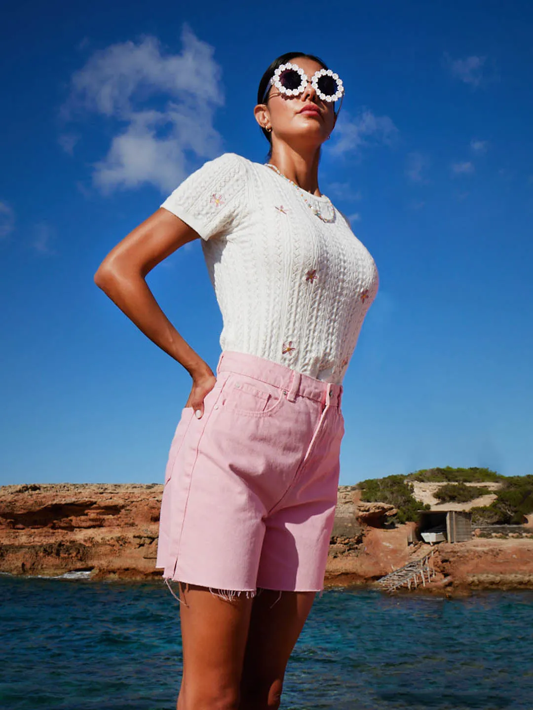 Madame Floral Off-White Knit Top