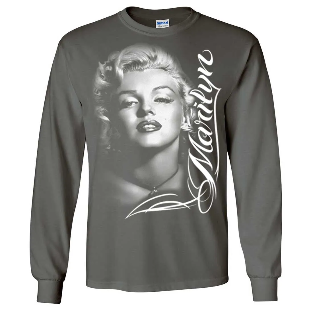 Marilyn Monroe Portrait Signature Long Sleeve Shirt