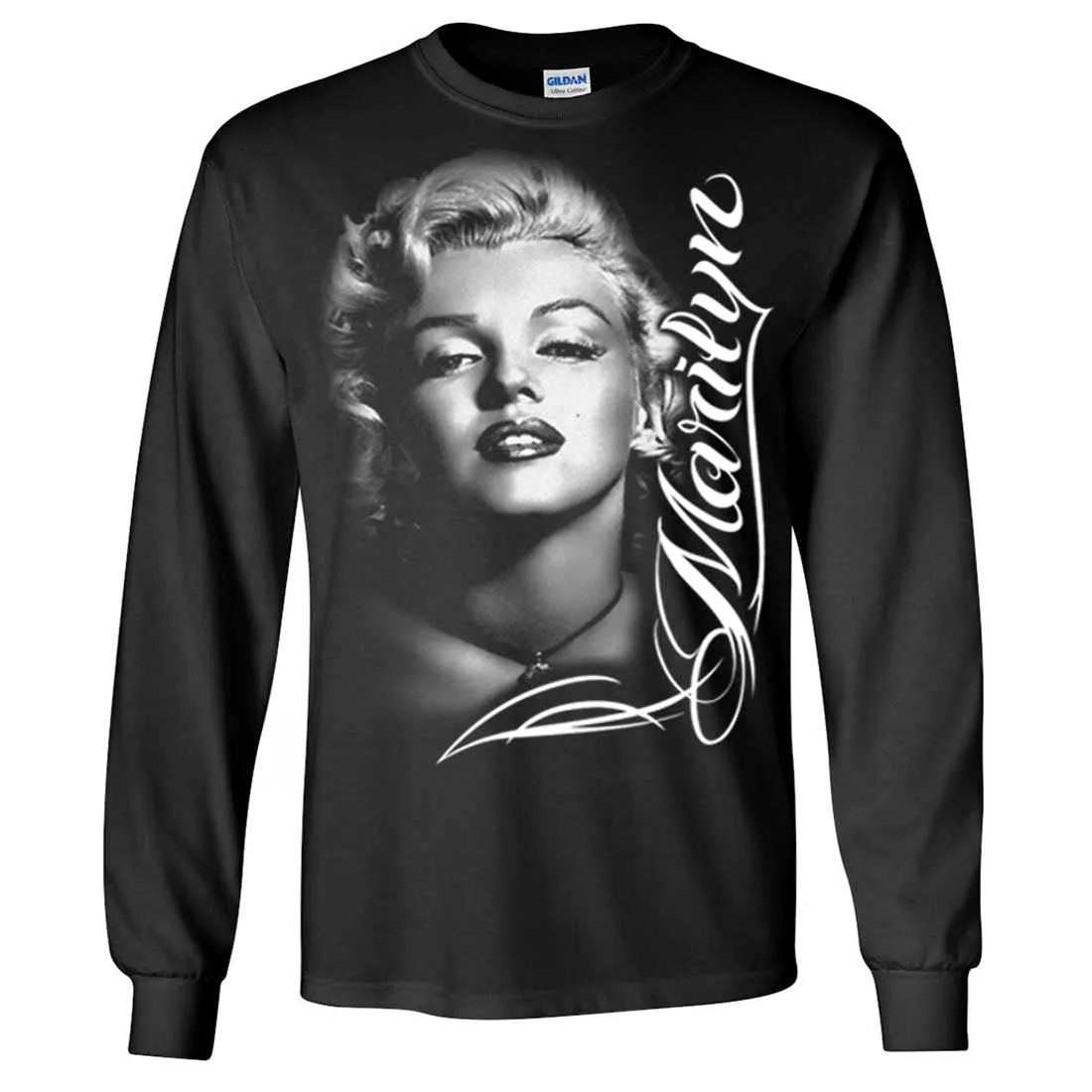 Marilyn Monroe Portrait Signature Long Sleeve Shirt