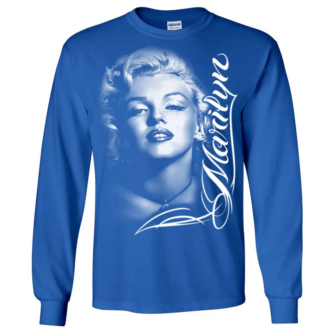 Marilyn Monroe Portrait Signature Long Sleeve Shirt