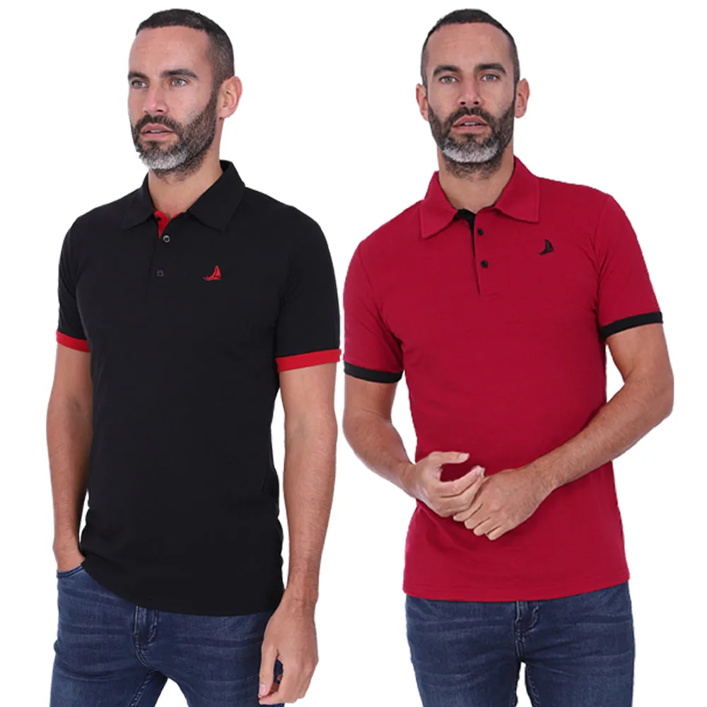 Men's 2 Pack Short Sleeve Polos - Navy / Mustard