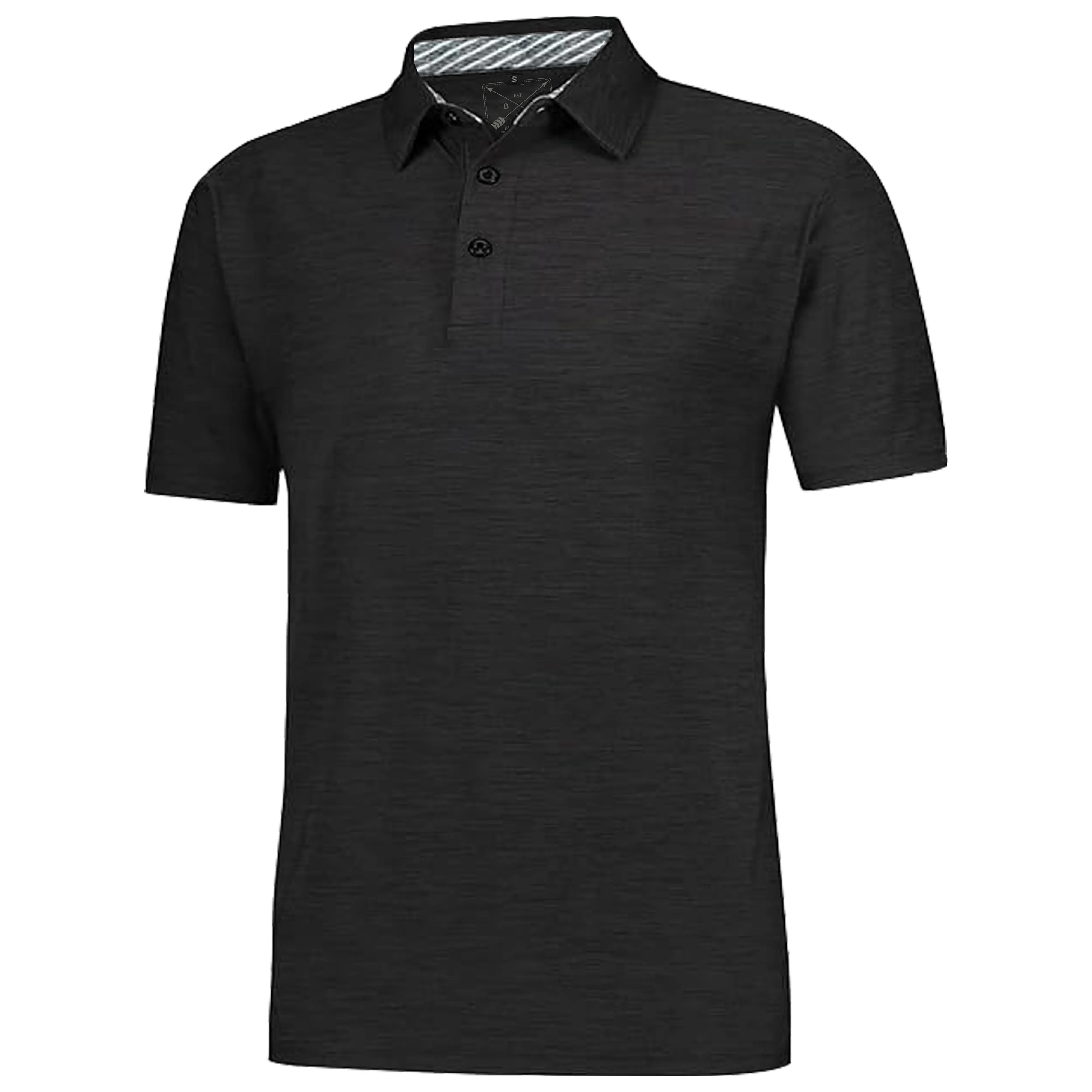 Men's Dry Fit Golf Polo - 2 Pack Black & Navy Marl
