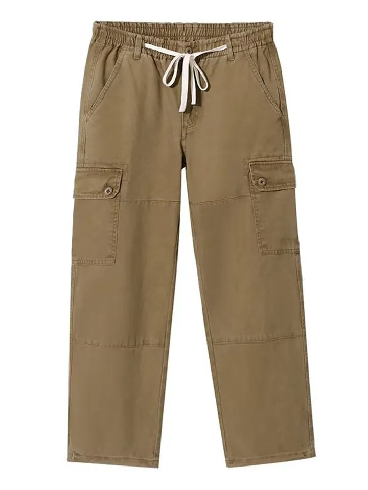Men's Spring Casual Drawstring Multi-Pocket Cargo Pants