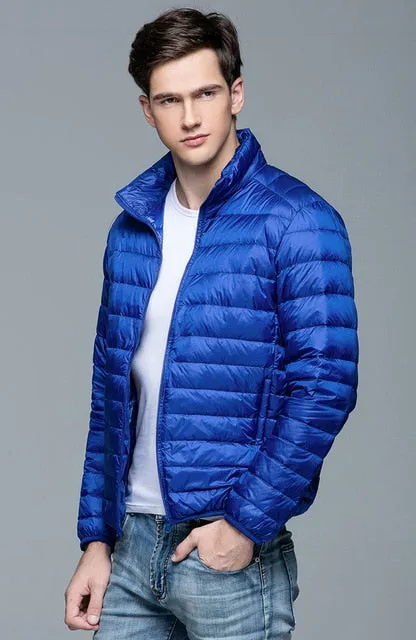 New Autumn Winter Man Duck Down Jacket Ultra Light Thin Plus Size Spring Jackets Men Stand Collar Outerwear Coat
