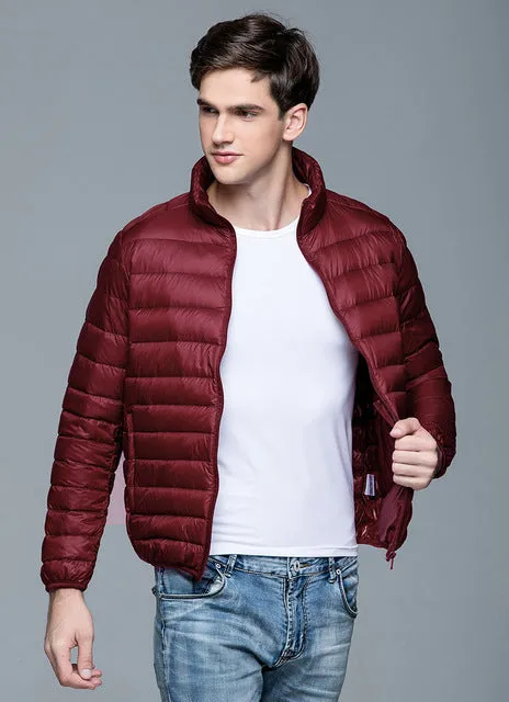 New Autumn Winter Man Duck Down Jacket Ultra Light Thin Plus Size Spring Jackets Men Stand Collar Outerwear Coat