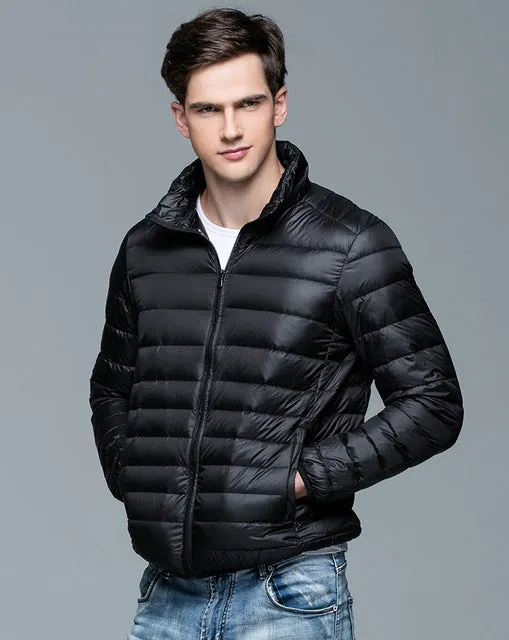 New Autumn Winter Man Duck Down Jacket Ultra Light Thin Plus Size Spring Jackets Men Stand Collar Outerwear Coat