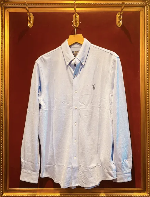 Ralph Lauren Mens Long sleeved Mesh Shirt - Blue, Old Royal and Carmel pink