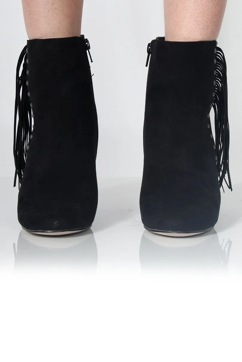 Rosaleen Black Suede Tassel Boots