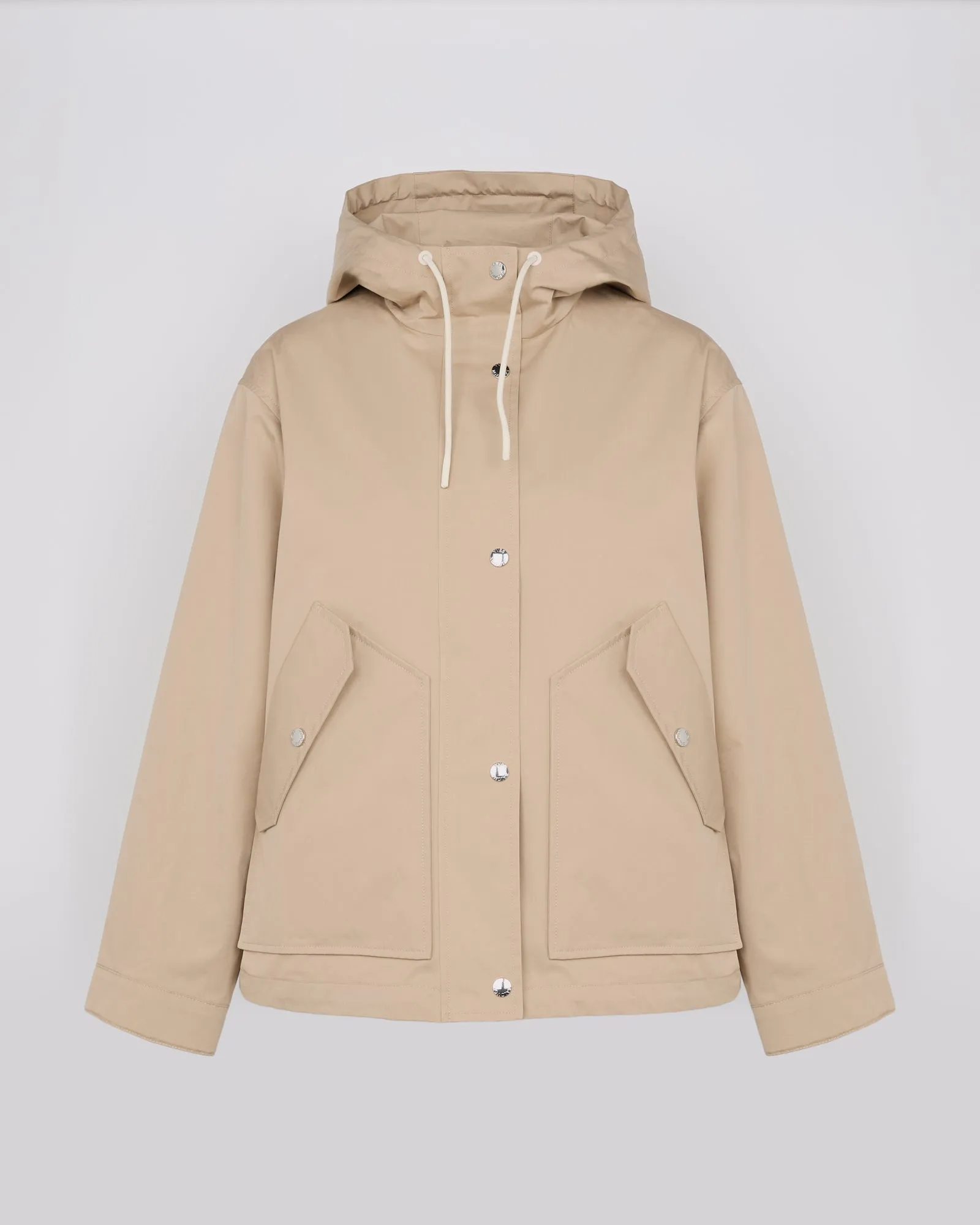 Short parka in technical cotton-mix fabric
