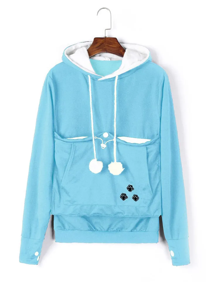 Stylish Cute Cat Paw Printed Ladies Pullover Hoodies