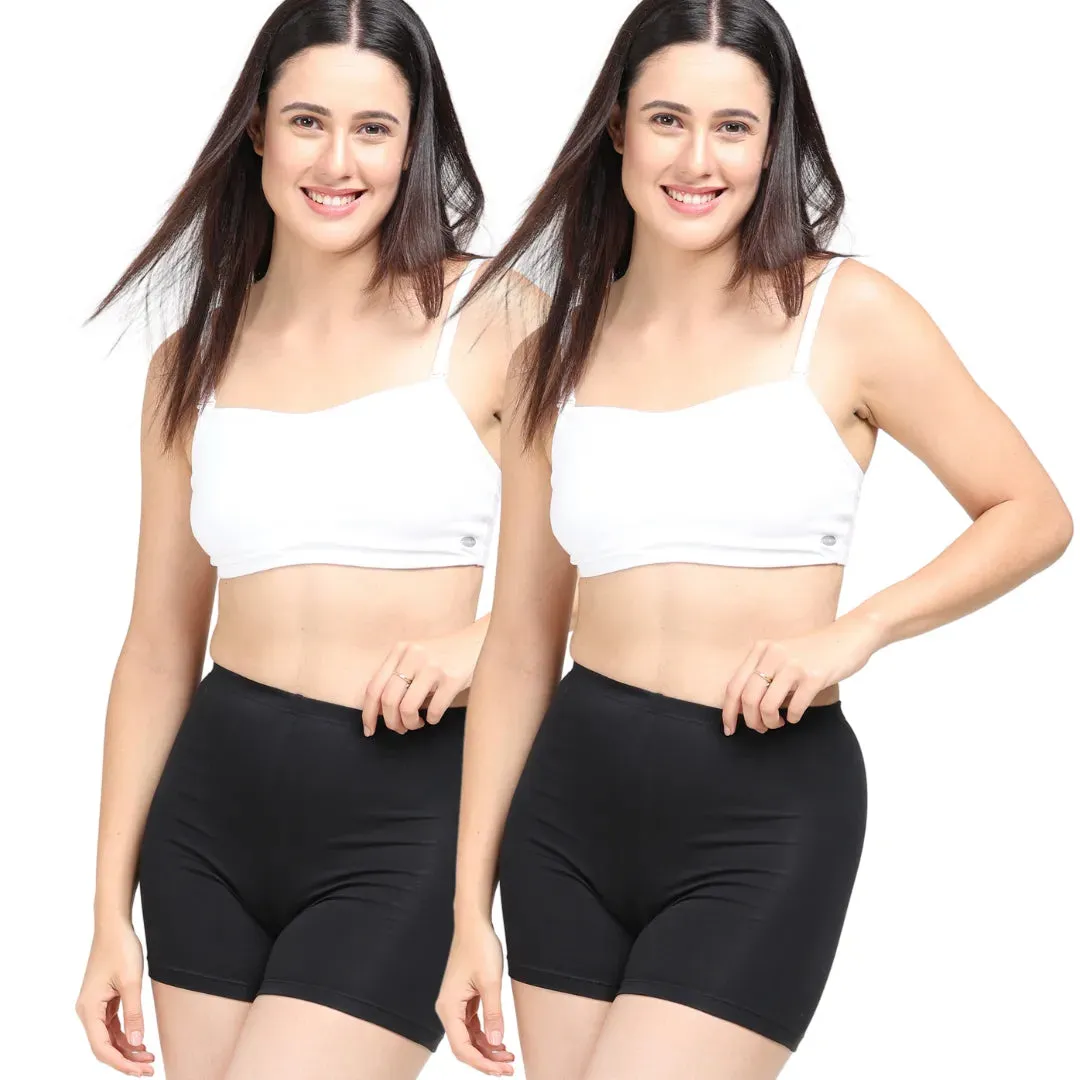 Under Dress Shorts | Full Hip Coverage | Prevents Inner Thigh Chafing | 2 Pack