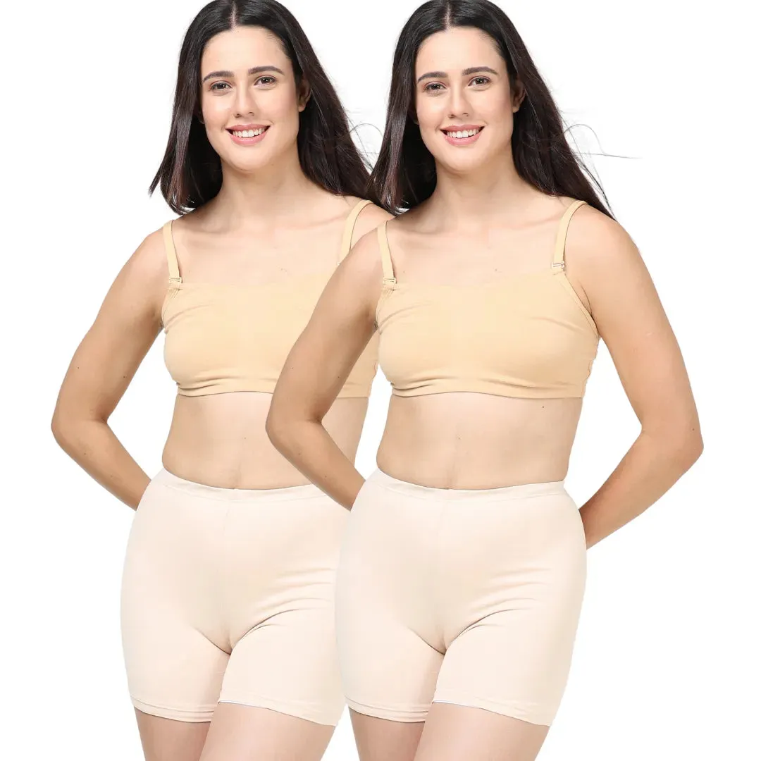 Under Dress Shorts | Full Hip Coverage | Prevents Inner Thigh Chafing | 2 Pack