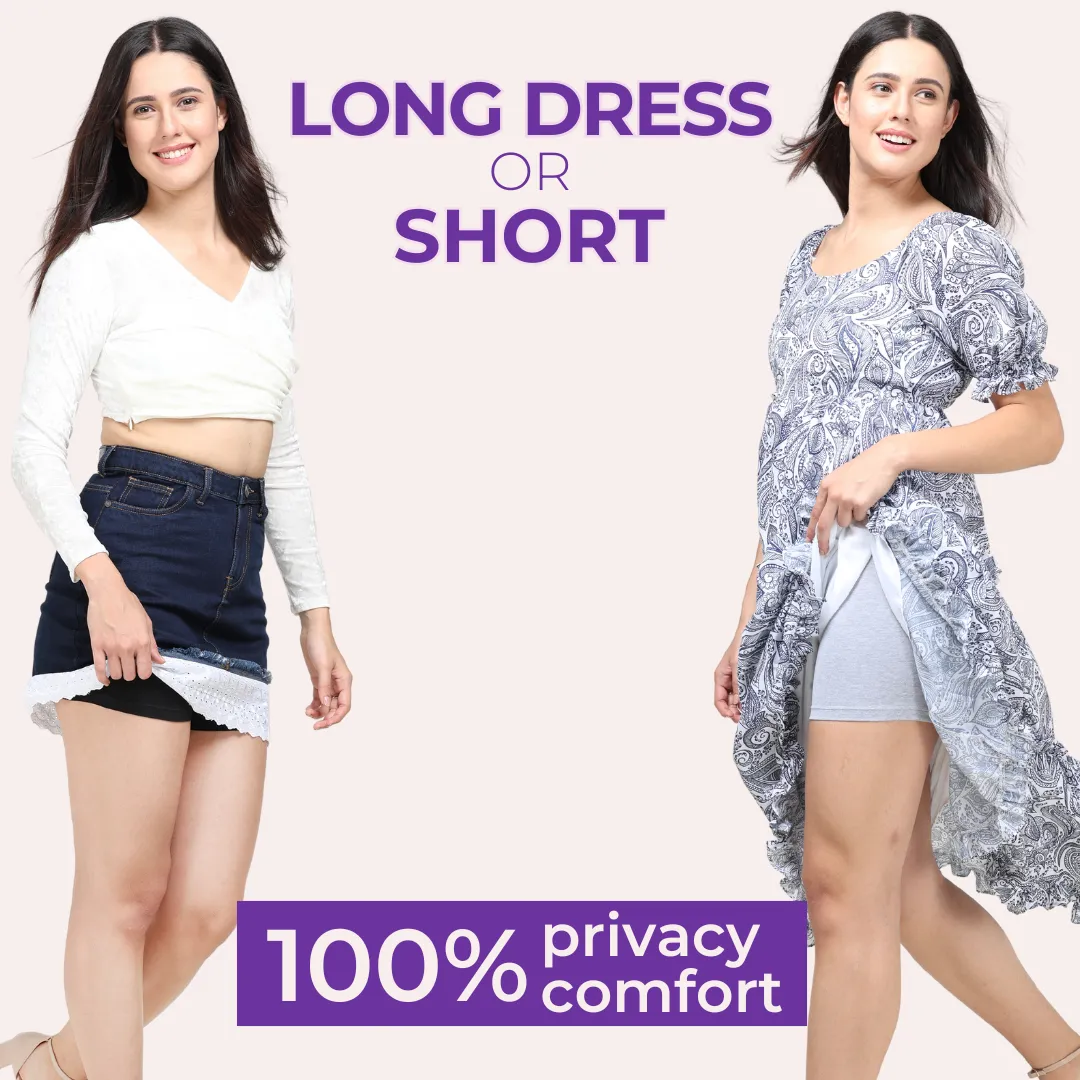 Under Dress Shorts | Full Hip Coverage | Prevents Inner Thigh Chafing | 2 Pack