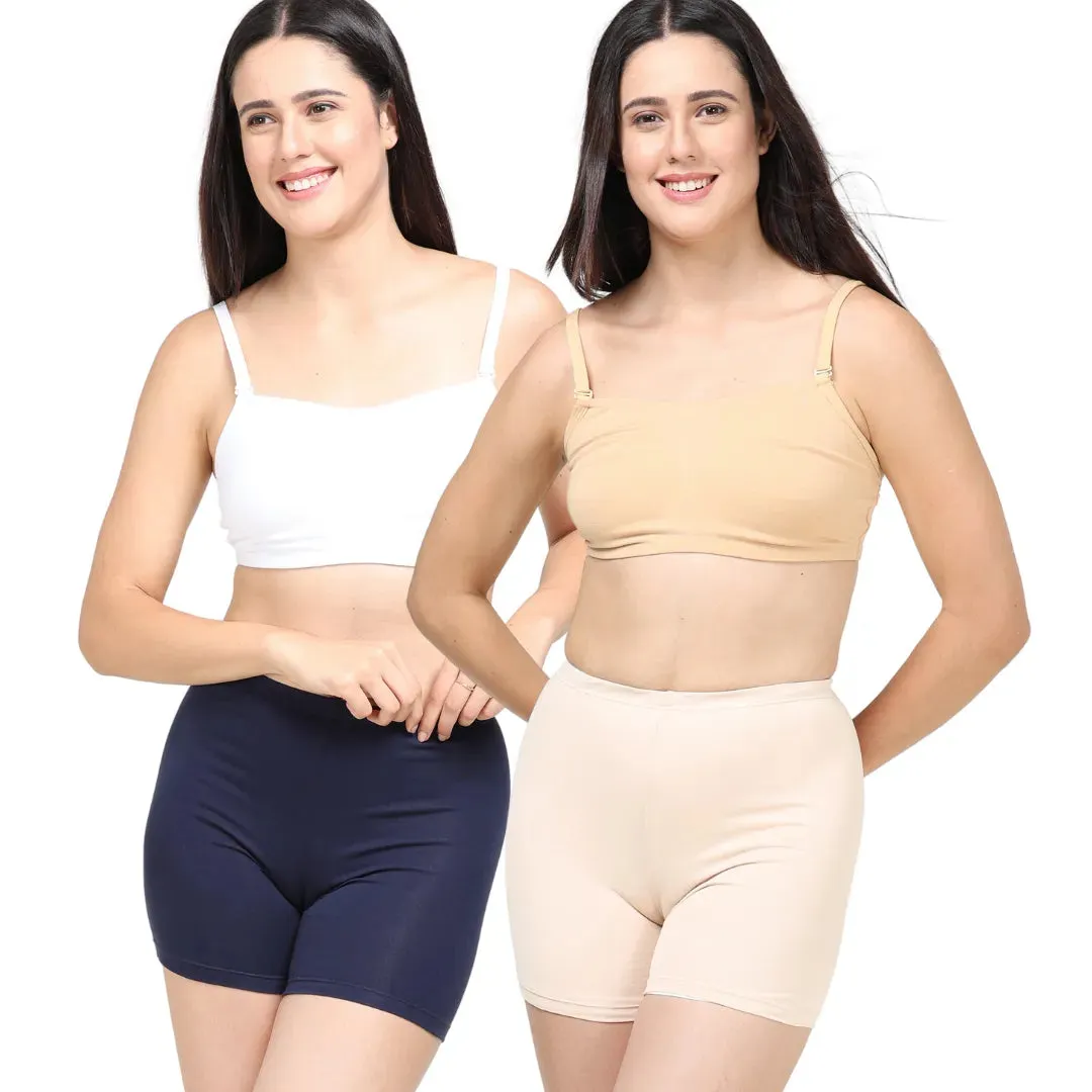 Under Dress Shorts | Full Hip Coverage | Prevents Inner Thigh Chafing | 2 Pack