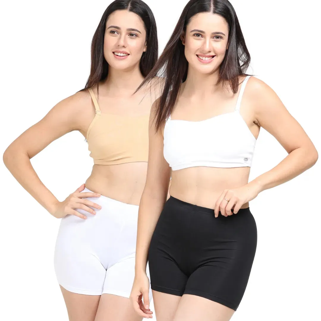 Under Dress Shorts | Full Hip Coverage | Prevents Inner Thigh Chafing | 2 Pack