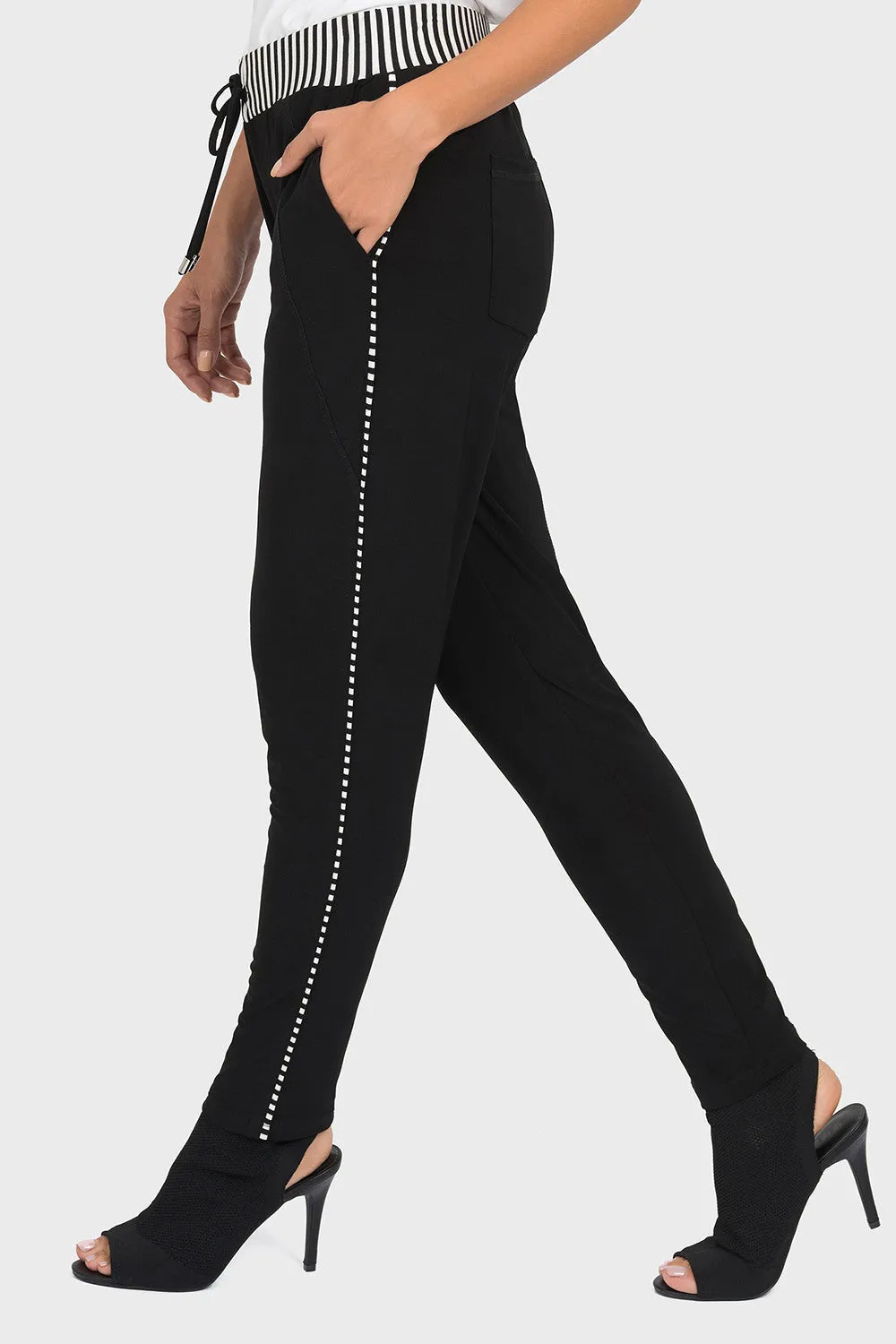 Women's Joseph Ribkoff | Casual Pant with Stripe Accents | Black